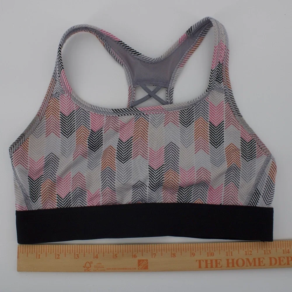 Victoria Sport Sports Bra Womens L M Multi Geometric Chevron Racerback Strappy